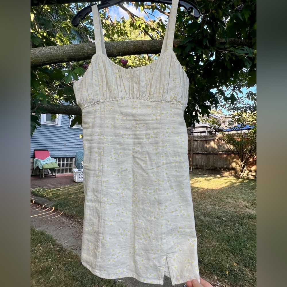 Y2k Abound floral daisy Linen milkmaid peasant dress slit S Nordstrom India